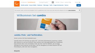 
                            5. cambio CarSharing Deutschland - cambio. Preis- und Tarifstruktur.