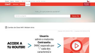 
                            1. Cambio de Clave WiFi: Módem Arris - Centro de Ayuda Claro
