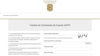 
                            6. Cambio de Contraseña de Cuenta UGTO - Universidad de Guanajuato