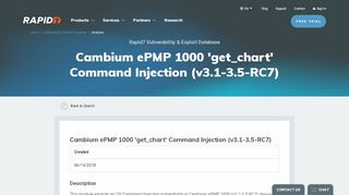 
                            12. Cambium ePMP 1000 'get_chart' Command Injection (v3.1-3.5-RC7)