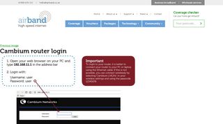 
                            6. Cambium router login | Airband