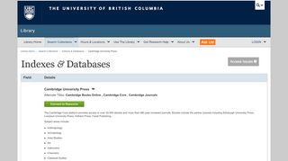 
                            12. Cambridge University Press - Indexes & Databases | UBC Library ...