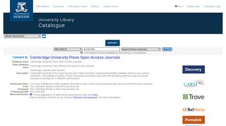 
                            11. Cambridge University Press Open Access Journals - Catalogue