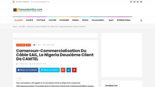 
                            11. Cameroun-Commercialisation du Câble SAIL, le Nigeria deuxième ...