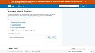 
                            9. Campaign Manager Overview | LinkedIn Help