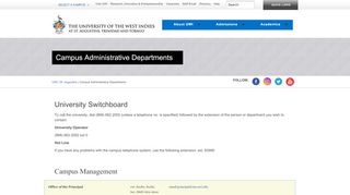 
                            5. Campus Administrative Departments - UWI St. Augustine - The ...