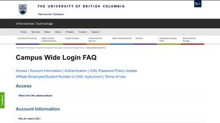 
                            2. Campus Wide Login FAQ | UBC Information Technology