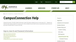 
                            7. CampusConnection Help | Bismarck State College