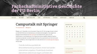 
                            12. Campustalk mit Springer | Fachschaftsinitiative Geschichte der FU Berlin