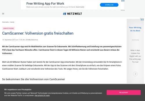 
                            12. CamScanner: Vollversion gratis freischalten - NETZWELT