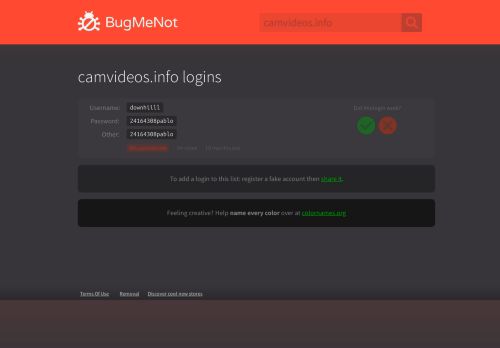 
                            1. camvideos.info passwords - BugMeNot