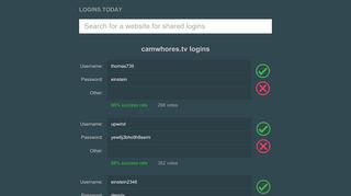 
                            2. CAMWHORES.TV LOGINS AND PASSWORDS - Logins Today