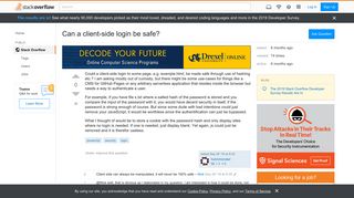 
                            1. Can a client-side login be safe? - Stack Overflow