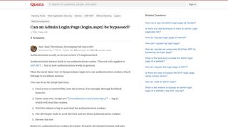 
                            4. Can an Admin Login Page (login.aspx) be bypassed? - Quora