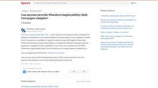 
                            7. Can anyone provide Wheebox Employability Skill Test paper samples ...