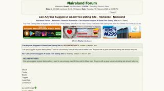 
                            12. Can Anyone Suggest A Good Free Dating Site - Romance - Nigeria ...