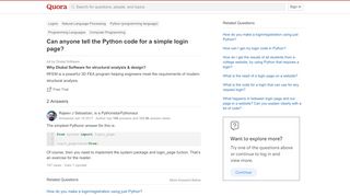 
                            6. Can anyone tell the Python code for a simple login page? - Quora
