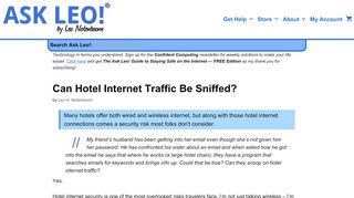 
                            9. Can Hotel Internet Traffic Be Sniffed? - Ask Leo!