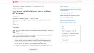 
                            10. Can I access the WiFi of a hostel with my mobile at KIIT ...