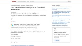 
                            4. Can I automate a Facebook login in an Android app with Appium? - Quora