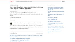 
                            7. Can I cancel my leave request in SBI HRMS while my leave request ...