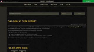 
                            4. Can I change my forum username? - Support | The Elder Scrolls Online