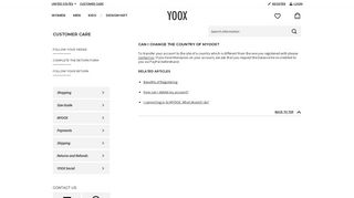 
                            9. Can I change the Country of MYOOX? - yoox.com - Customer Care