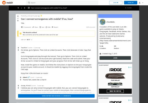 
                            9. Can i connect armorgames with mobile? If so, how? : lostidols - Reddit