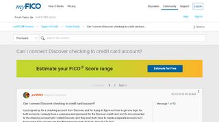 
                            4. Can I connect Discover checking to credit card acc... - myFICO ...