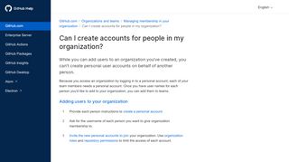 
                            5. Can I create accounts for people in my organization? - GitHub Help