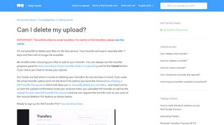 
                            12. Can I delete my upload? – WeTransfer Support