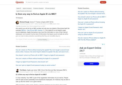 
                            7. Can I find my Apple ID by my IMEI? - Quora