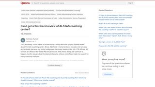 
                            11. Can I get a first-hand review of ALS IAS coaching centre? - Quora