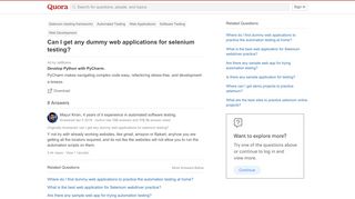 
                            4. Can I get any dummy web applications for selenium testing? - Quora