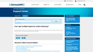 
                            10. Can I get multiple logins for online listening? - Sirius XM