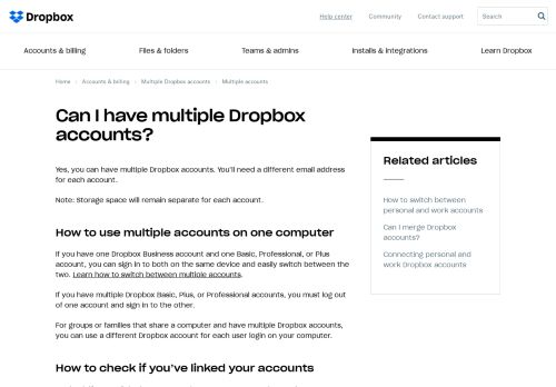 
                            13. Can I have multiple Dropbox accounts? – Dropbox Help