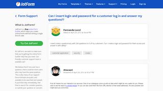 
                            4. Can I insert login and password for a customer log in and answer ...
