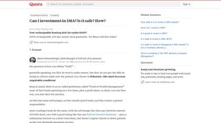 
                            8. Can I investment in IMA? Is it safe? How? - Quora
