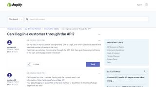 
                            11. Can I log in a customer through the API? - Shopify Community