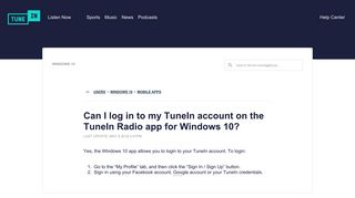 
                            2. Can I log in to my TuneIn account on the TuneIn Radio app for ...