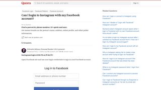 
                            5. Can I login to Instagram with my Facebook account? - Quora