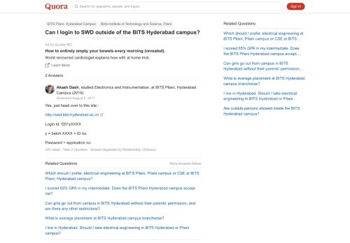 
                            11. Can I login to SWD outside of the BITS Hyderabad campus? - Quora