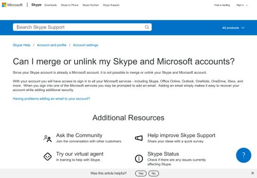 
                            4. Can I merge or unlink my Skype and Microsoft accounts? | Skype ...