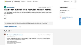 
                            2. Can I open outlook from my work while at home? - Microsoft Community