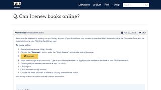 
                            6. Can I renew books online? - LibAnswers @ FIU