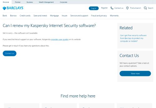 
                            11. Can I renew my Kaspersky Internet Security software? | Barclays