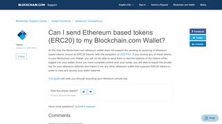 
                            9. Can I send Ethereum based tokens (ERC20) to my Blockchain wallet ...