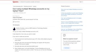 
                            9. Can I setup multiple WhatsApp accounts on my laptop? How? - Quora