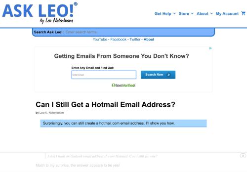 
                            13. Can I Still Get a Hotmail Email Address? - Ask Leo!