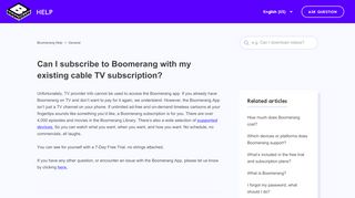 
                            9. Can I subscribe to Boomerang with my existing cable TV subscription ...